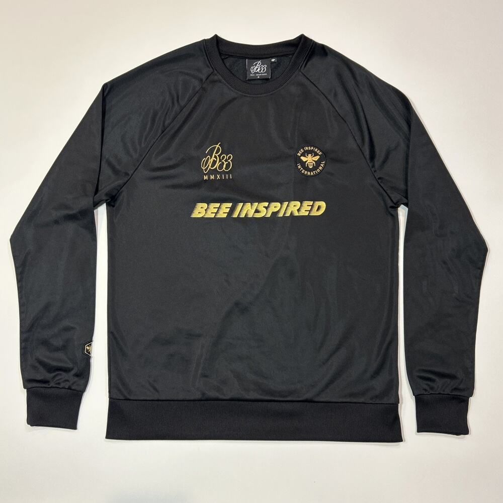 Bee Inspired Sweatshirt Mens Size Medium Black Gold Soccer Jersey Style